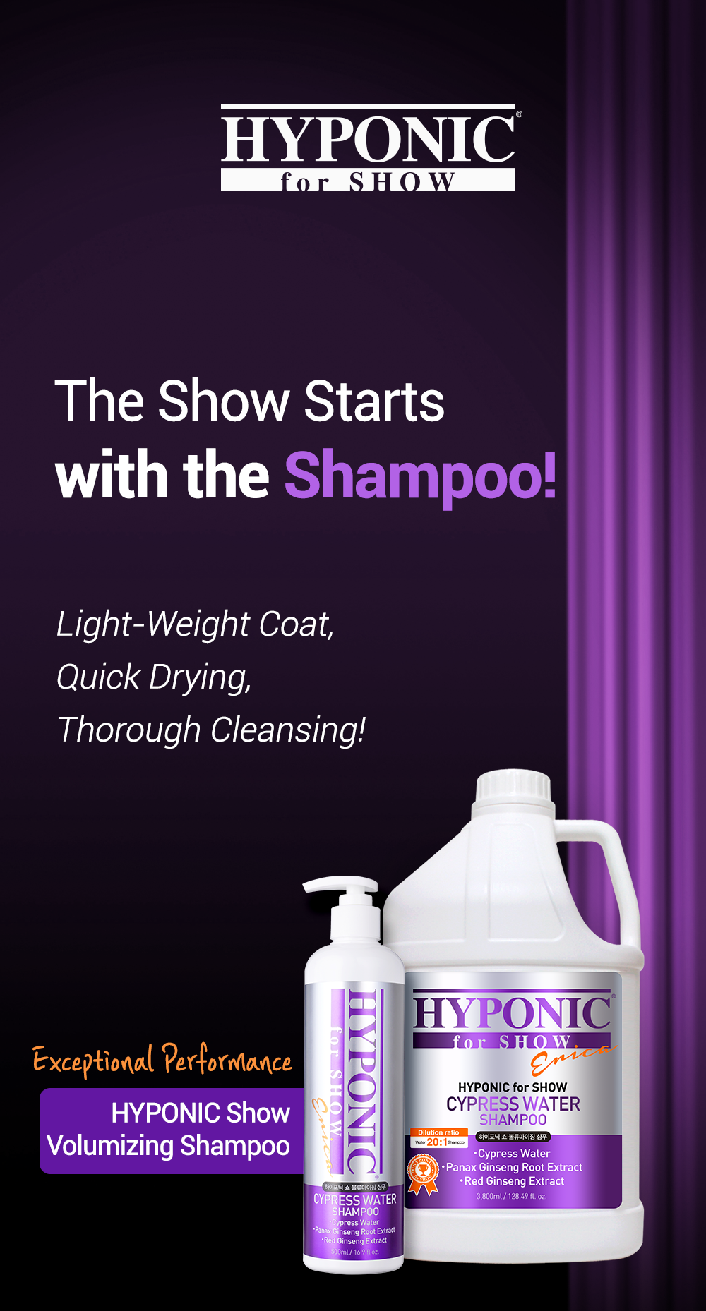 HYPONIC for SHOW - Cypress Water Shampoo 3.8l EXP 03.2026