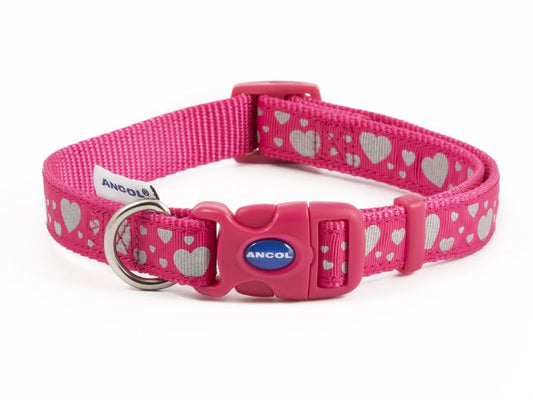 Ancol Reflective Pink Hearts